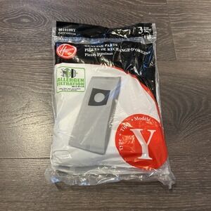 HOOVER Allergen Filtration Type Y 3PK Vacuum Bags #4010100Y Model 44655109